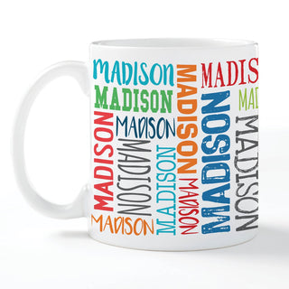 One Name Repeating Personalized White Coffee Mug - 11 oz.