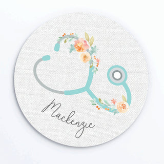 Floral Stethoscope Personalized Mouse Pad