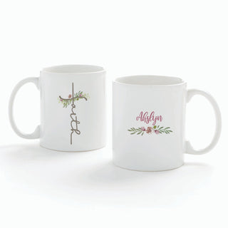 Faith Cross Personalized White Coffee Mug - 11 oz.