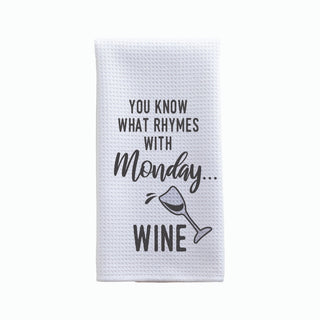 Wine Rhymes with Monday Waffle Tea Towel