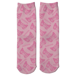 I'm Busy Gaming Pink Personalized Adult Crew Socks