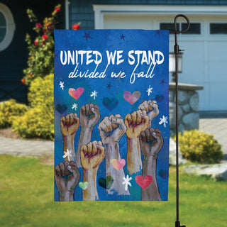 United We Stand Hearts And Fists Garden Flag