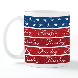 Stars And Stripes Personalized White Coffee Mug - 11 oz.