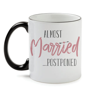 Almost Married White Coffee Mug with Black Rim and Handle-11oz