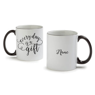 Everyday Is A Gift White Coffee Mug with Black Rim and Handle-11oz