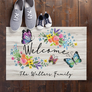 Butterfly Welcome Personalized Standard Doormat