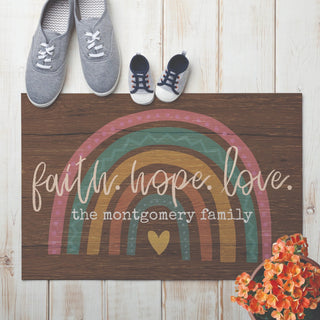 Boho Rainbow Personalized Thin Doormat