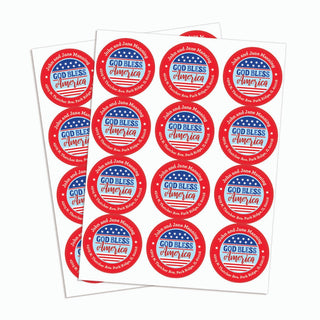 Patriotic Personalized Return Address Round Labels - Set of 48