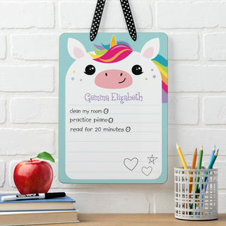 Rainbow Unicorn Personalized Hanging Dry-Erase Board