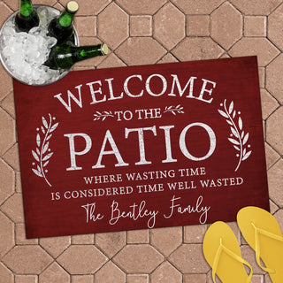 Red Welcome To The Patio Personalized Standard Doormat