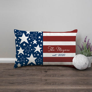 Stars & Stripes Personalized Lumbar Throw Pillow