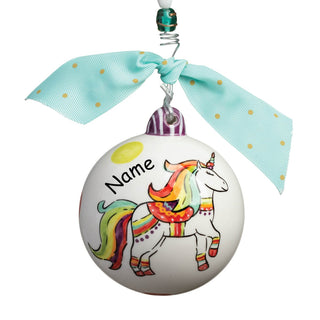 Rainbow Unicorn Personalized Ball Ornament