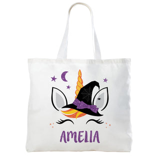 Witchy Unicorn Personalized  White Tote Bag