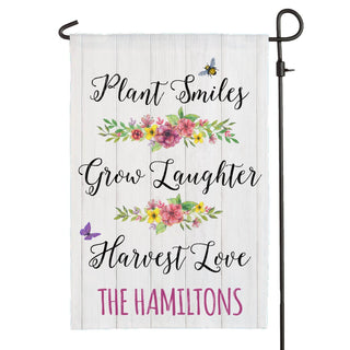 Plant Smiles Personalized Garden Flag