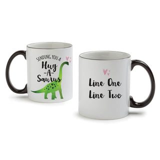 Hug-A-Saurus White Coffee Mug with Black Rim and Handle-11oz