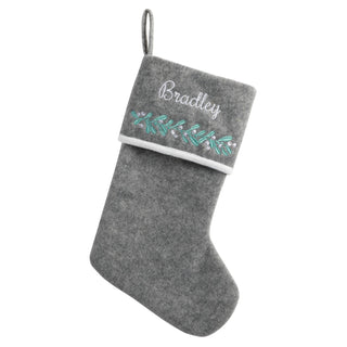 Gray Heathered Fleece With Embroidered Mistletoe Personalized Stocking