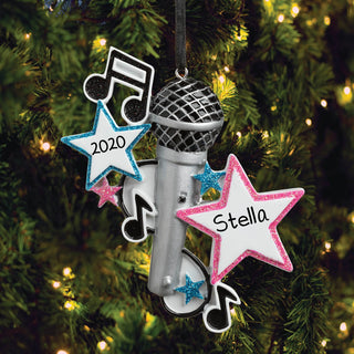 Stars, Music Notes, And Microphone Personalized Ornament