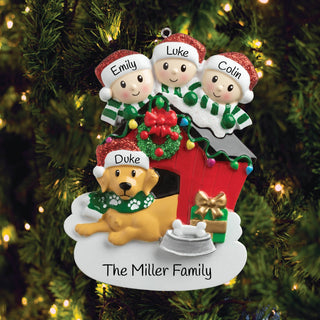 Yellow Dog And Family Personalized Ornament