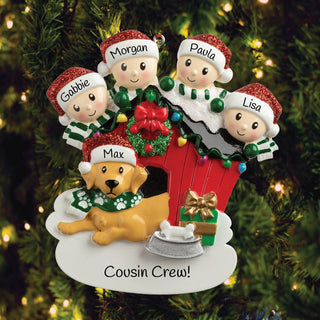 Yellow Dog And Family Personalized Ornament