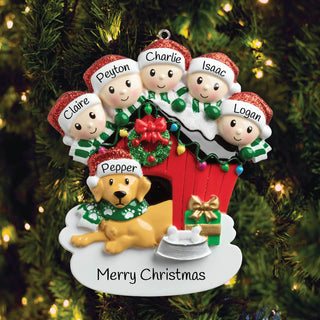 Yellow Dog And Family Personalized Ornament