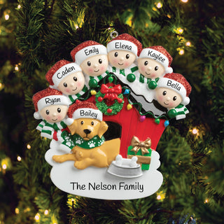 Yellow Dog And Family Personalized Ornament