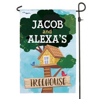 Siblings Treehouse Personalized Garden Flag