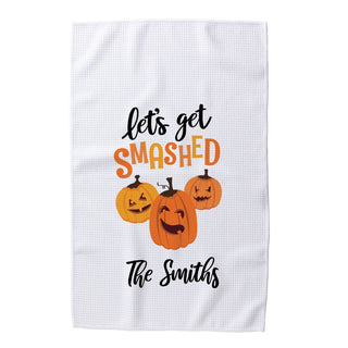 Let's Get Smashed Pumpkins Personalized Waffle Tea Towel