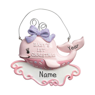 Baby Girl's 1st Christmas Personalized  Whale Ornament