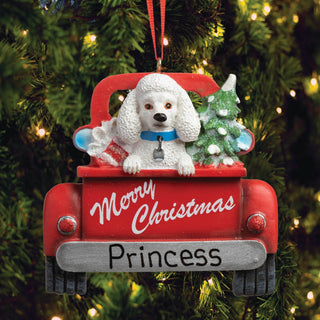 Red Truck With White Poodle Personalized Ornament