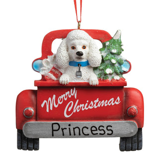 Red Truck With White Poodle Personalized Ornament