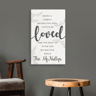 Love And Be Loved Family Personalized 10x16 Canvas