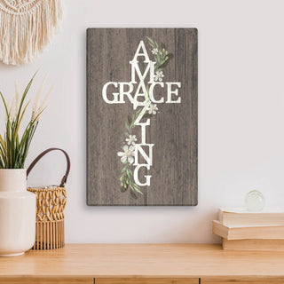 Floral Amazing Grace Cross 10x16 Canvas