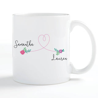 Love Between Sisters Knows No Distance Personalized White Coffee Mug - 11 oz.