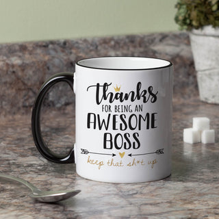 Awesome Boss White Coffee Mug with Black Rim and Handle-11oz