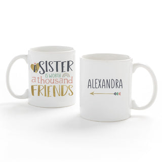 A Sister Is Worth A Thousand Friends Personalized White Coffee Mug - 11 oz.