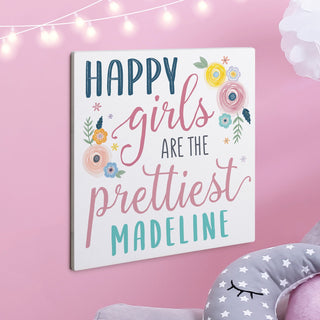 Happy Girls Personalized Wood Wall Plaque