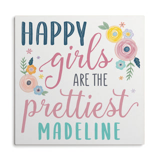 Happy Girls Personalized Wood Art Plaque