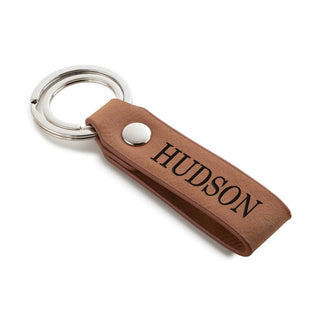 Bold Name Camel Leatherette Key Ring