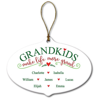 Grandkids Make Life More Grand Personalized Oval Ornament With 7 Names