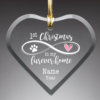 1st Christmas Furever Home Personalized Glass Heart Ornament