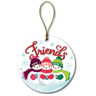 Three Snowmen Friends Personalized Ceramic Ornament