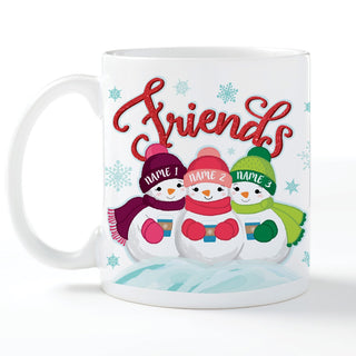 Three Snowmen Friends Personalized Coffee Mug