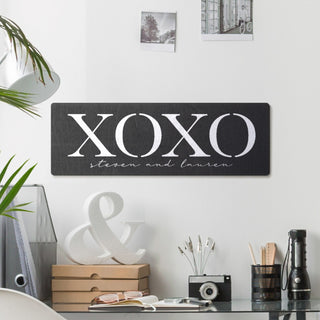 XOXO Personalized Black Wood Art Plaque