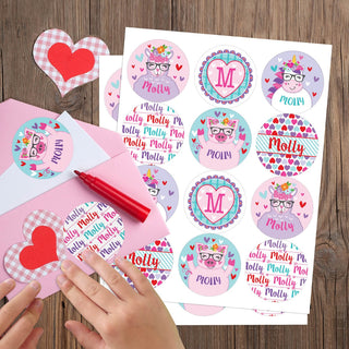 Girls Valentine Fun Personalized Sticker Set