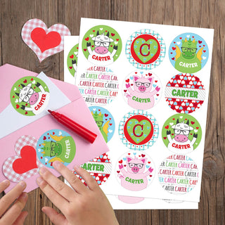 Boys Valentine Fun Personalized Sticker Set