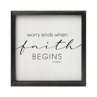 Worry Ends When Faith Begins Black Framed Wood Art