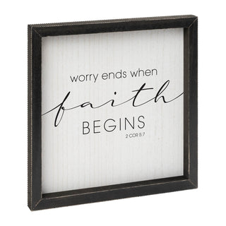 Worry Ends When Faith Begins Black Framed Wood Art