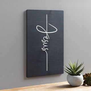 Jesus Cross Black Wood Wall Art