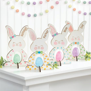 DIY Boy Bunny Personalized White Wood Egg Holder