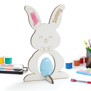 DIY Boy Bunny Personalized White Wood Egg Holder